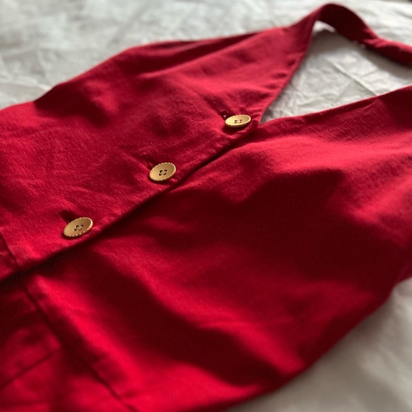 VTG 90s halter romper sz small ‘91 gold buttons 2.5” inseam shorty shorts summer - Picture 11 of 11